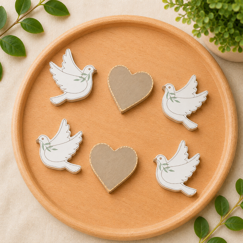 Letterboard Wood Shape Icons - Doves (Set of 6)