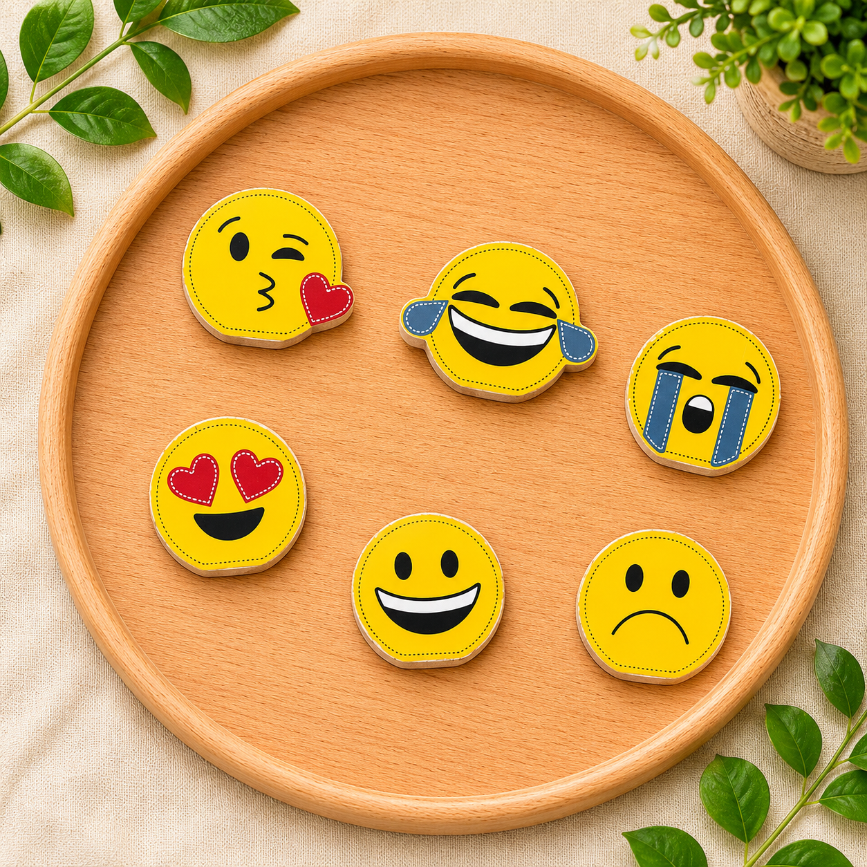 Letterboard Wood Shape Icons - Emoji (Set of 6)