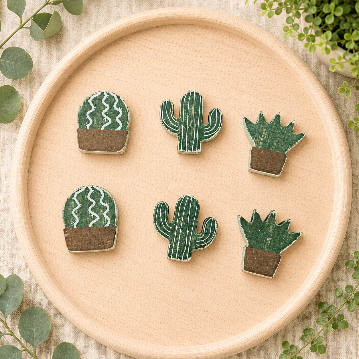Letterboard Wood Shape Icons - Cactus (Set of 6)