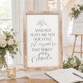 16" x 24" Reversible Wood Framed Sign - Assigned Seats and Journey | White and Grey
