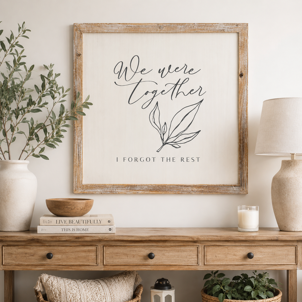 26" Reversible Wood Framed Sign - Love Story | White and Grey
