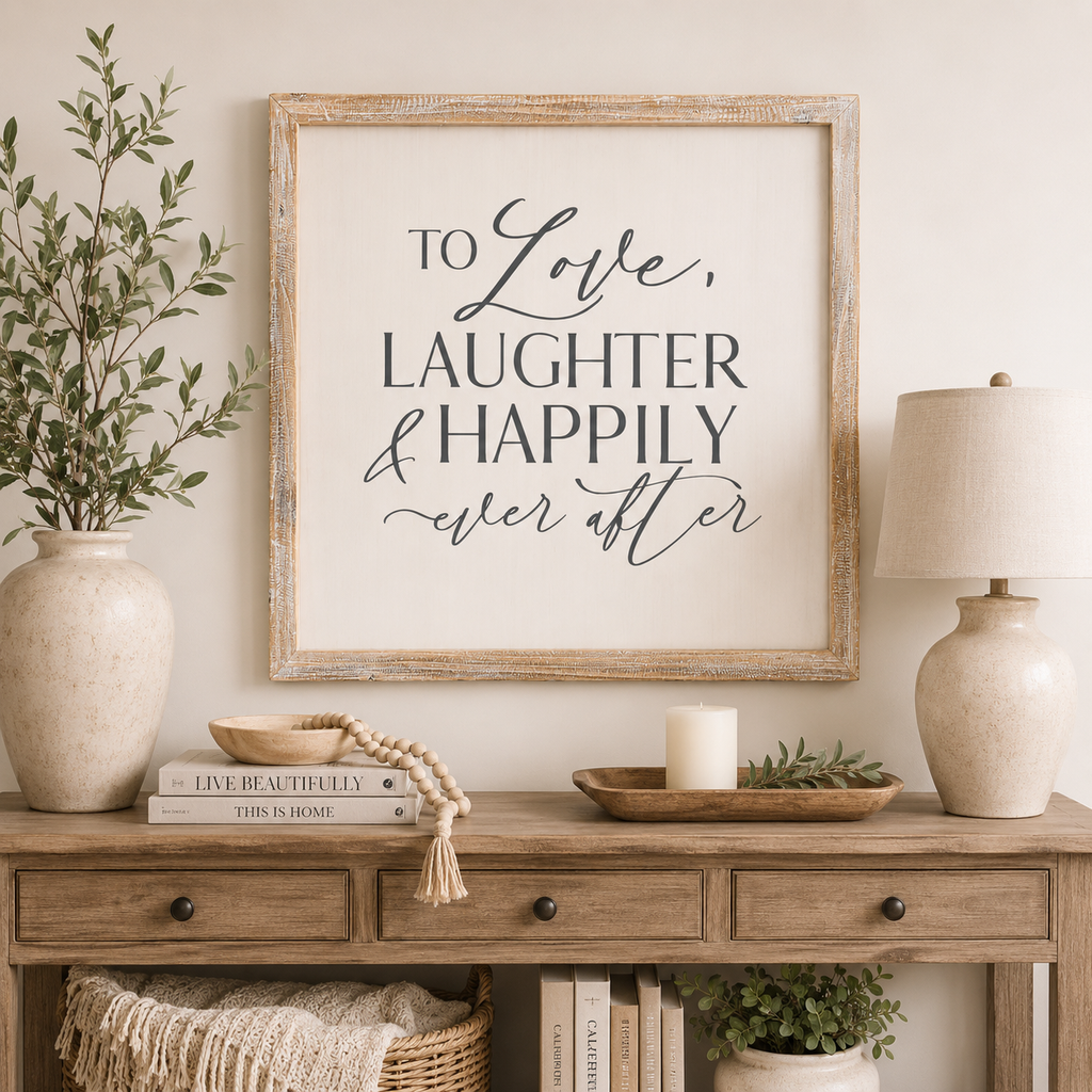 26" Reversible Wood Framed Sign - Love Story | White and Grey