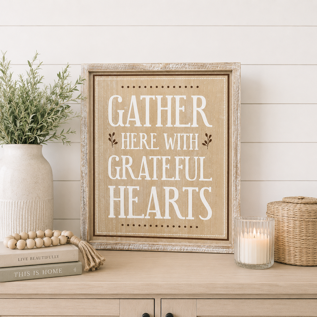 17" x 20" Reversible Wood Frame Sign - Snow Place Like Home/Grateful Hearts | Multicolor
