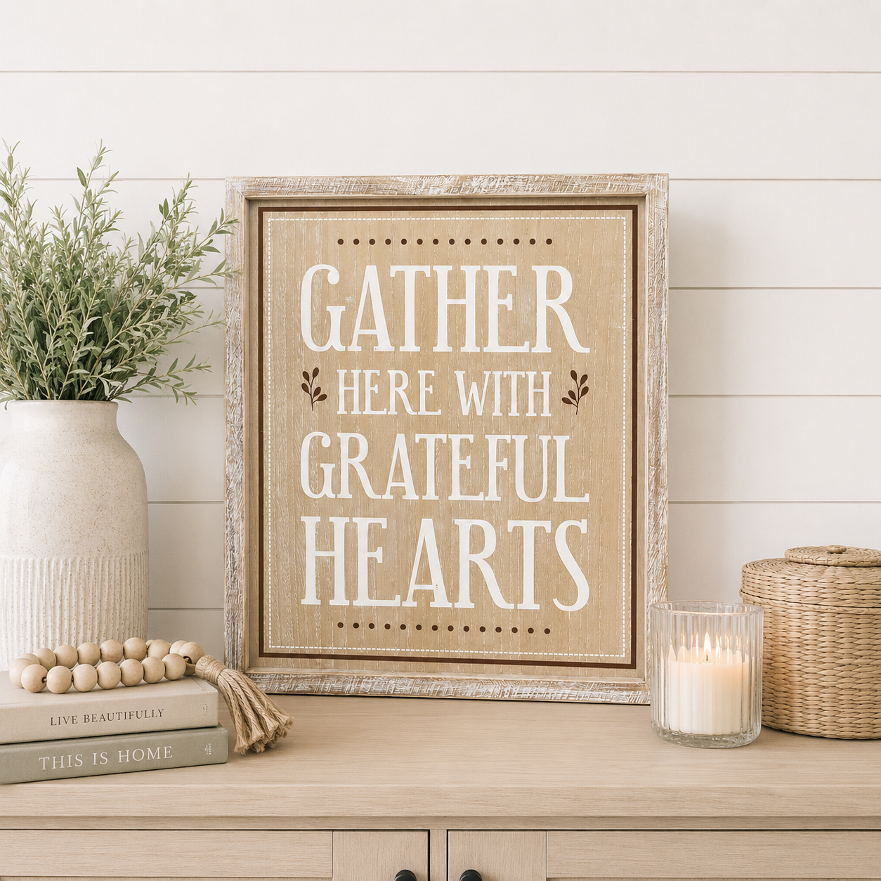 17" x 20" Reversible Wood Frame Sign - Snow Place Like Home/Grateful Hearts | Multicolor