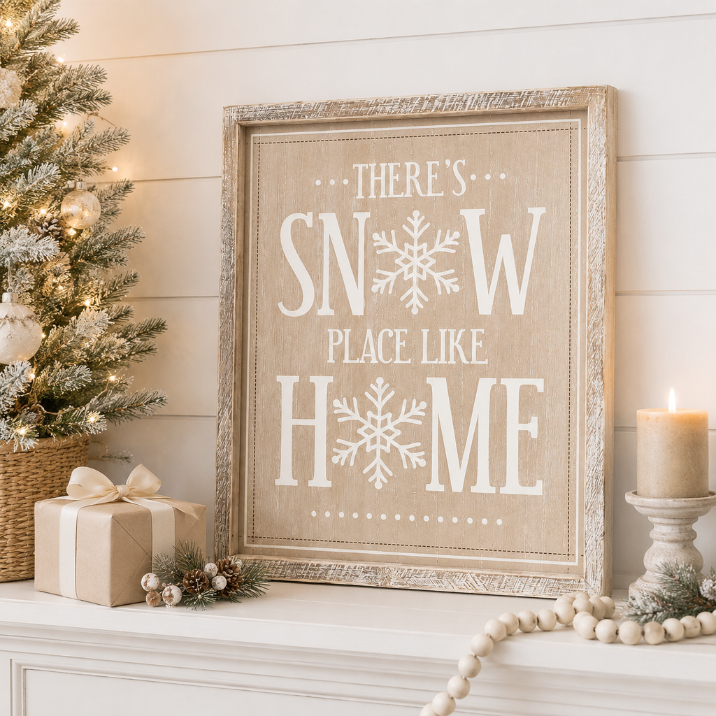 17" x 20" Reversible Wood Frame Sign - Snow Place Like Home/Grateful Hearts | Multicolor