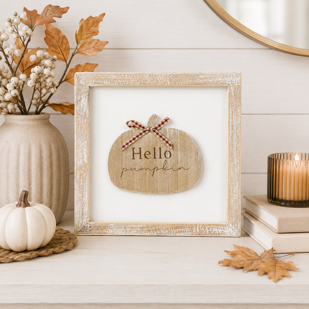 9" Reversible Wood Frame Sign - Spider/Pumpkin | Multicolor | Pumpkins and Sweets Collection