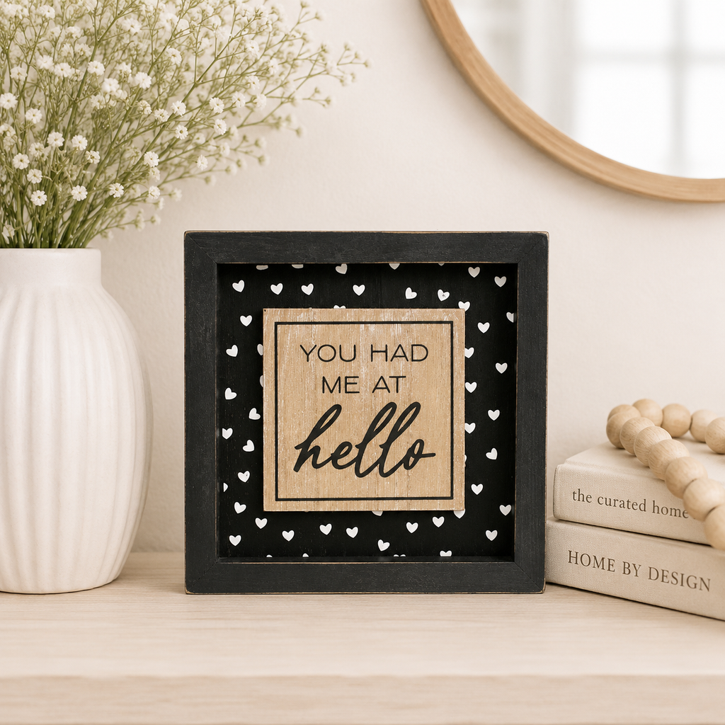 7" Reversible Wood Frame Sign - Dibs/Hello | Multicolor | You and Me Collection