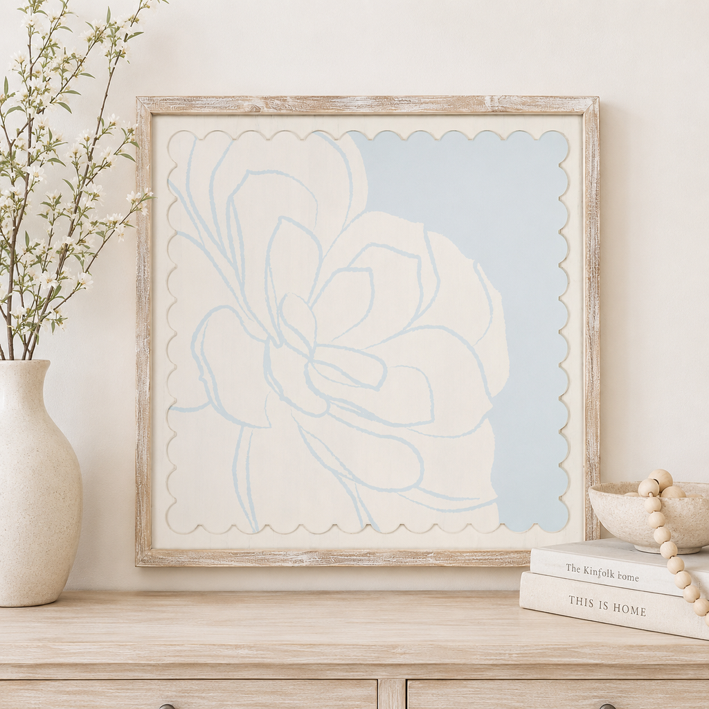 24" Reversible Wood Frame Sign - Succulent | Multicolor | Scallop Collection