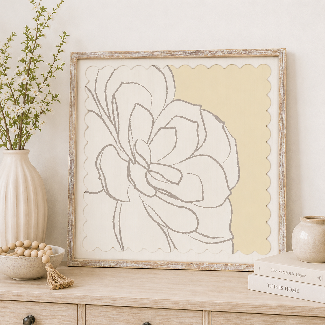 24" Reversible Wood Frame Sign - Succulent | Multicolor | Scallop Collection
