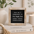 5" Reversible Wood Frame Sign - Humiditties/Conditions | Black and White