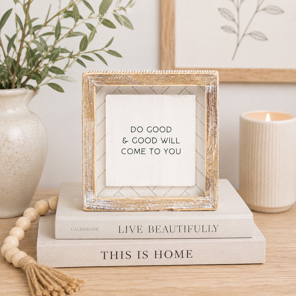6" Reversible Wood Frame Sign - Good/Comeback | White and Black