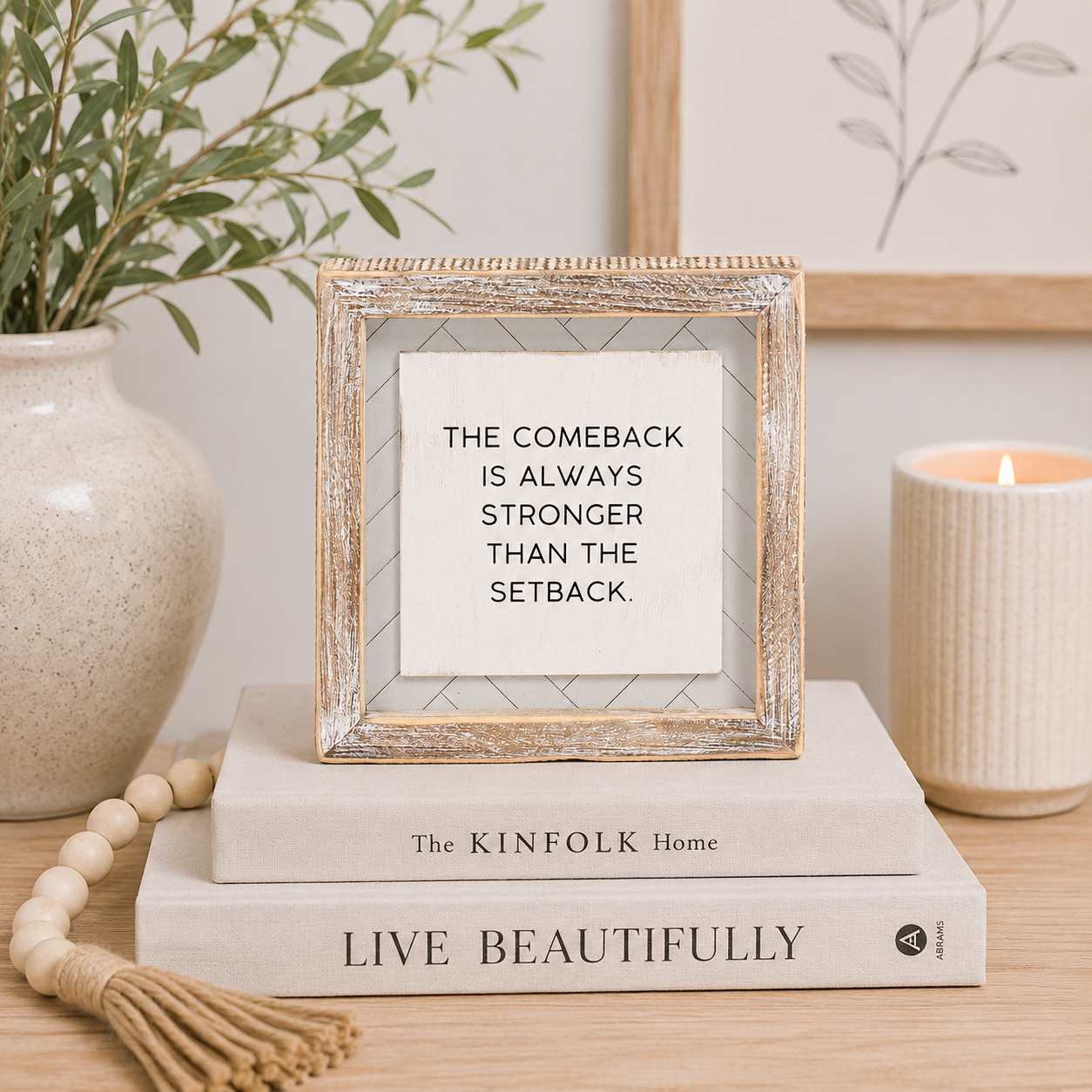 6" Reversible Wood Frame Sign - Good/Comeback | White and Black