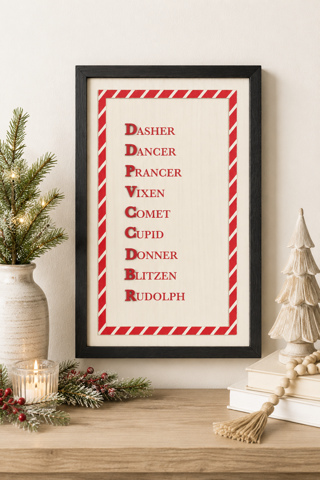 13" x 20" Reversible Wood Frame Sign - Reindeer/Daisy | Multicolor