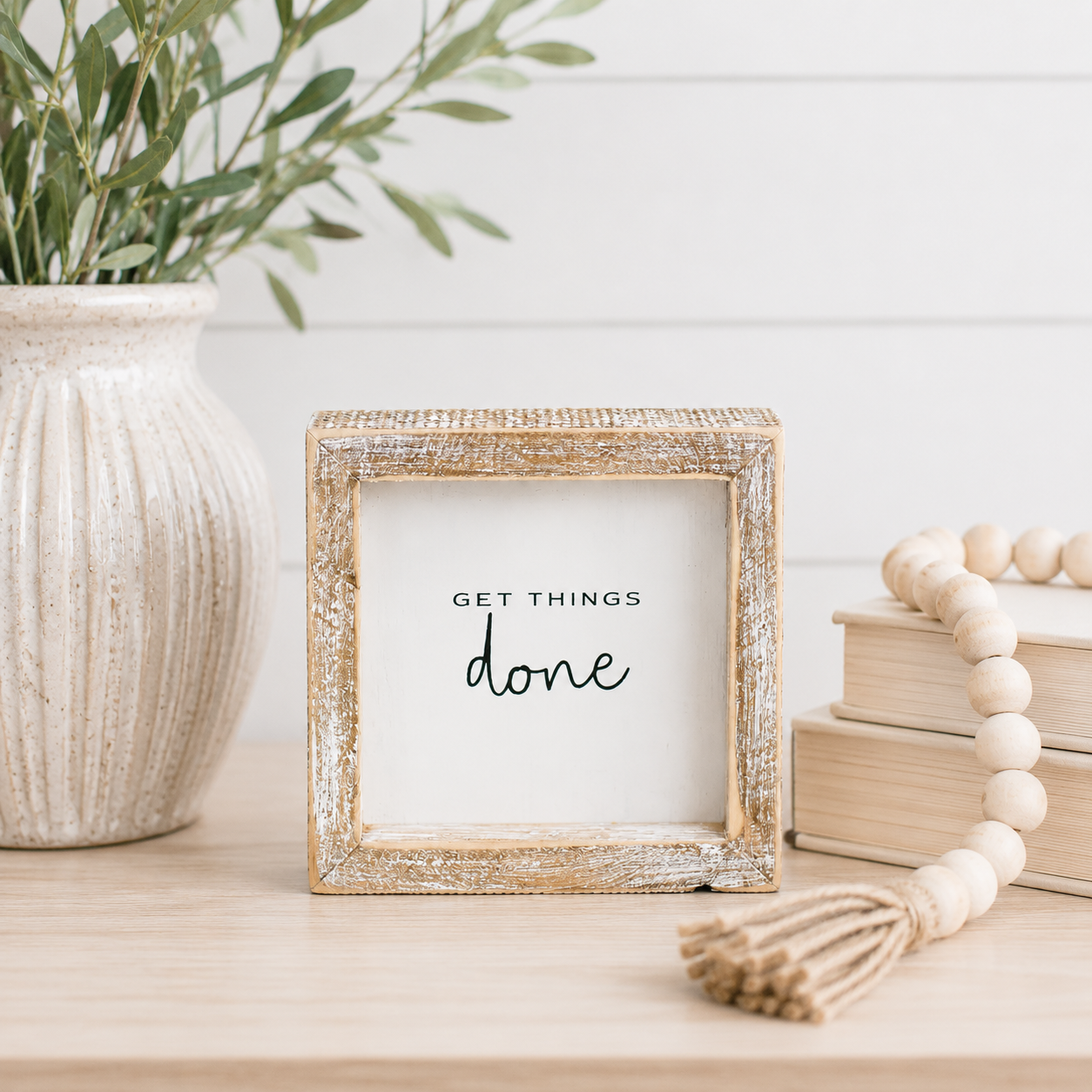5" Wood Frame Sign - Get Things Done | White and Black