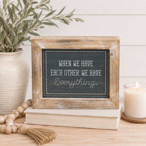 12" x 10" Reversible Wood Framed Sign - Family | White and Grey