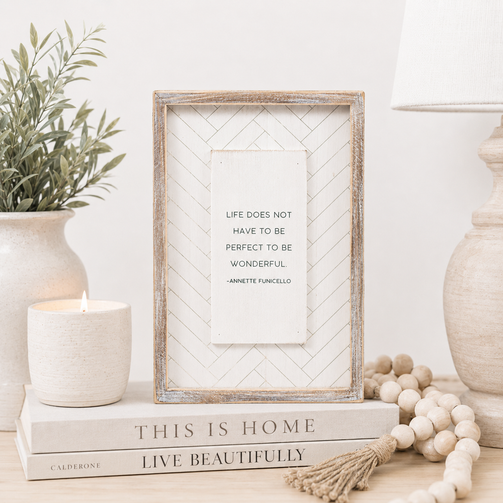 9" x 13" Reversible Wood Framed Hanging Sign - Wonderful and Possible | White and Black