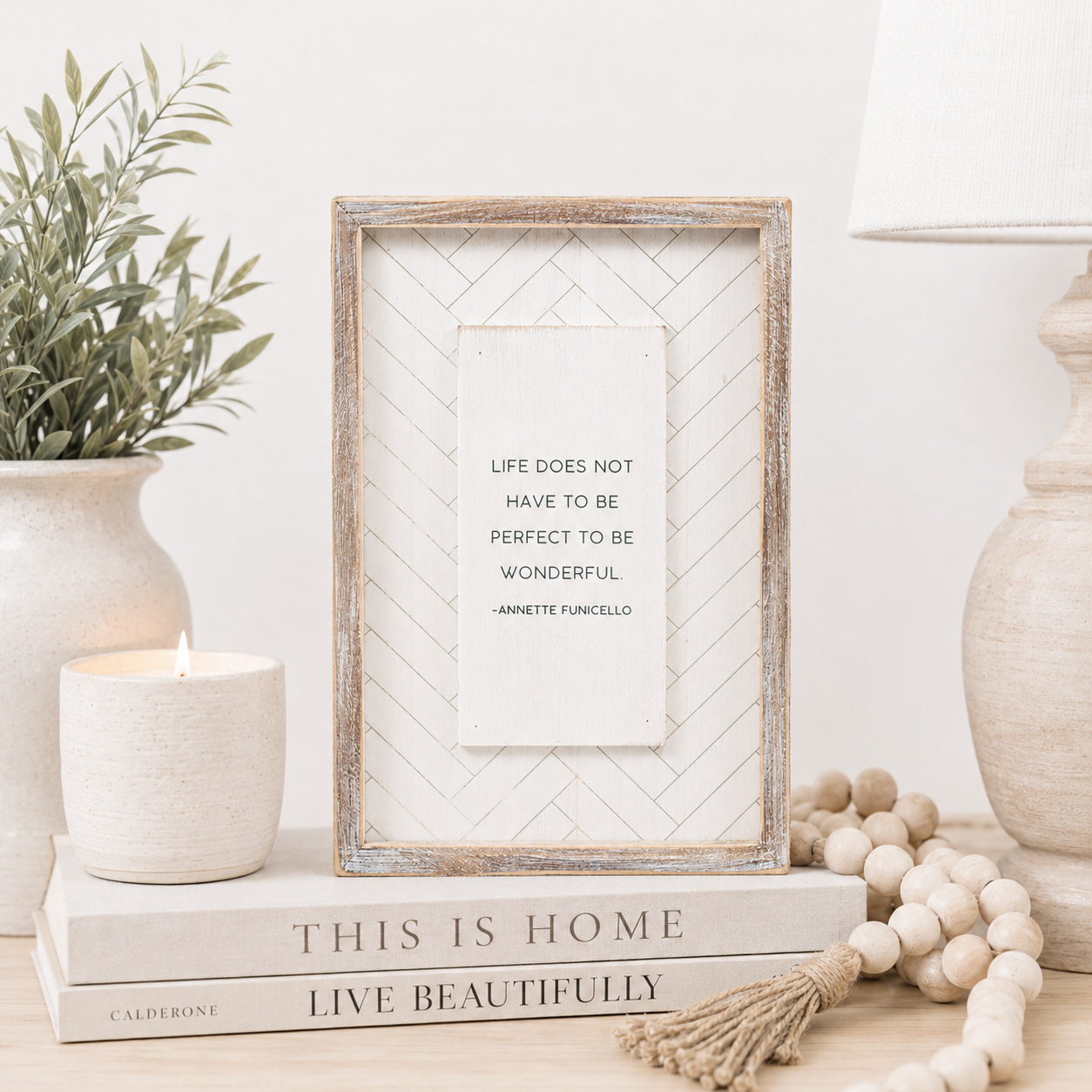 9" x 13" Reversible Wood Framed Hanging Sign - Wonderful and Possible | White and Black