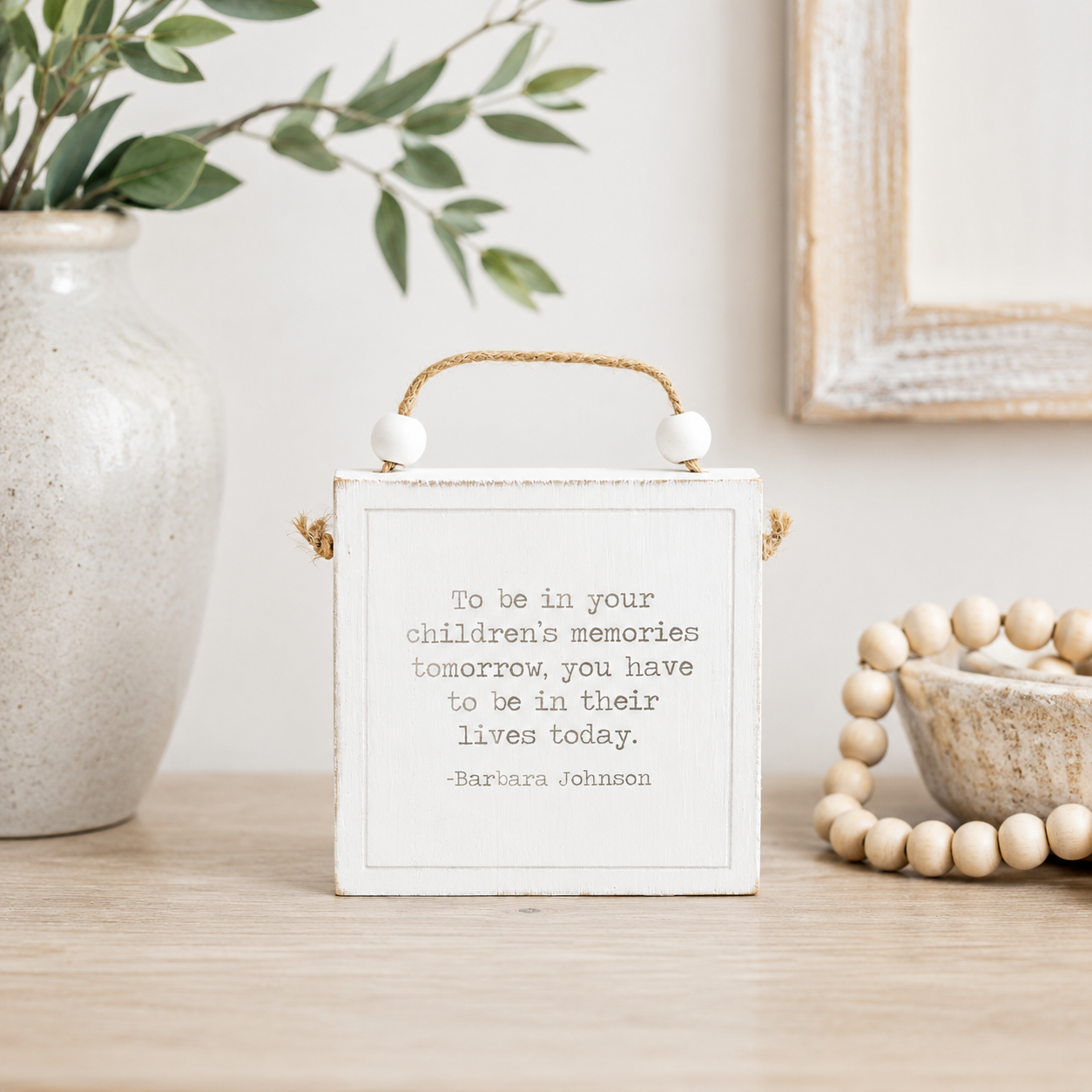 4" Reversible Wood Hanging Sign - Motherhood | White and Black