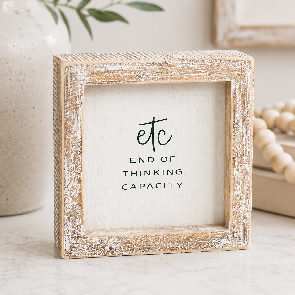 5" Wood Frame Sign - ETC | White and Black