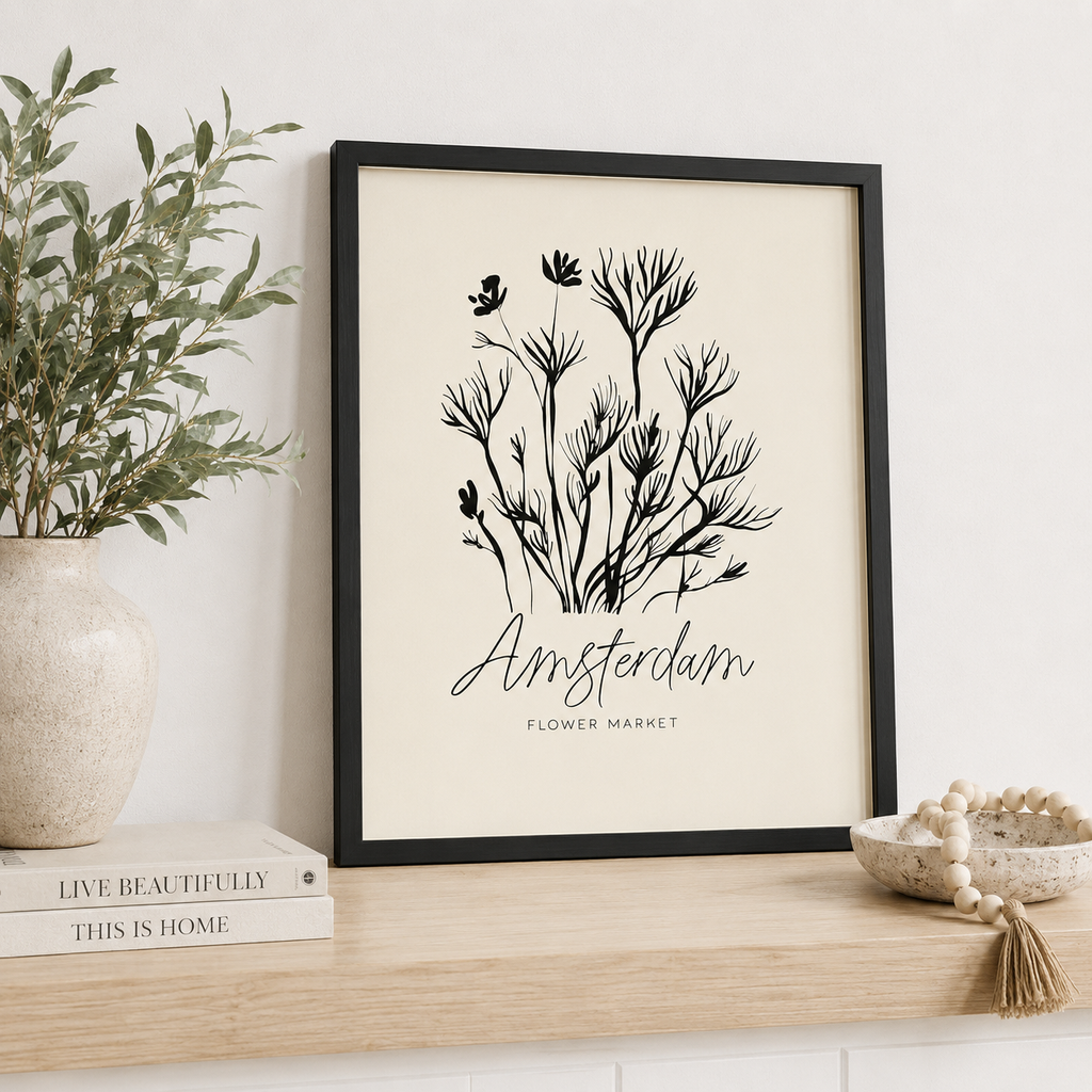 17" x 20" Reversible Wood Frame Sign - Amsterdam | White and Black