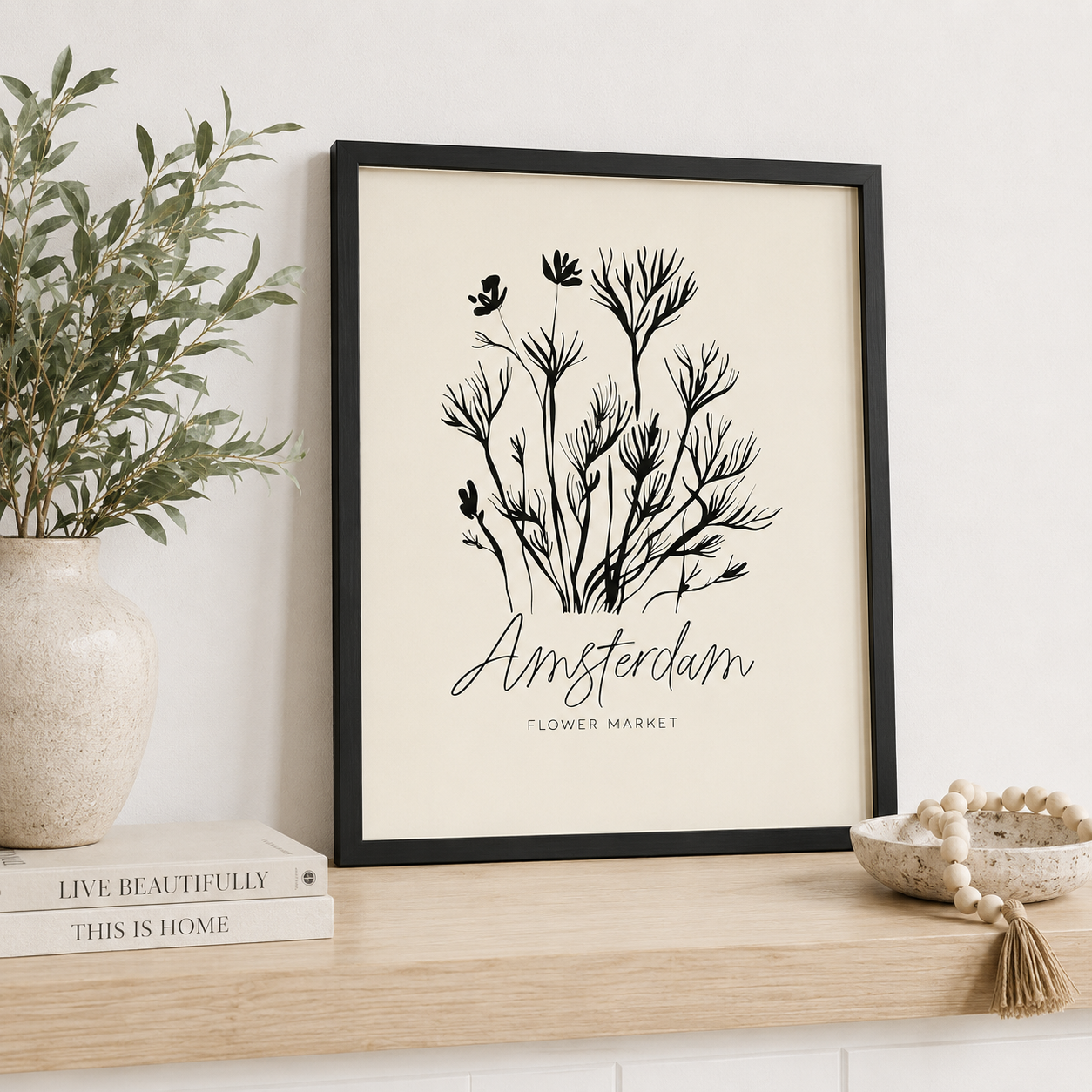 17" x 20" Reversible Wood Frame Sign - Amsterdam | White and Black