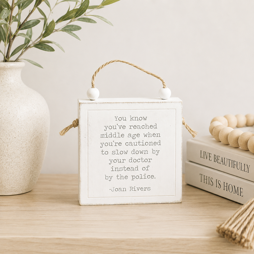 4" Reversible Wood Hanging Sign - Slow and Errands | White and Black