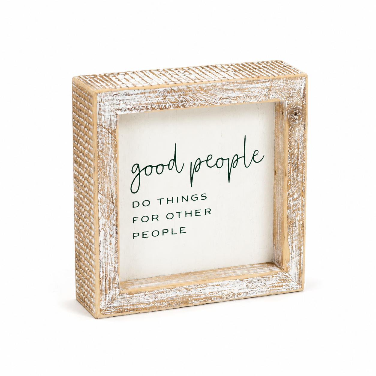 5" Wood Framed Sign - Good People | White and Black