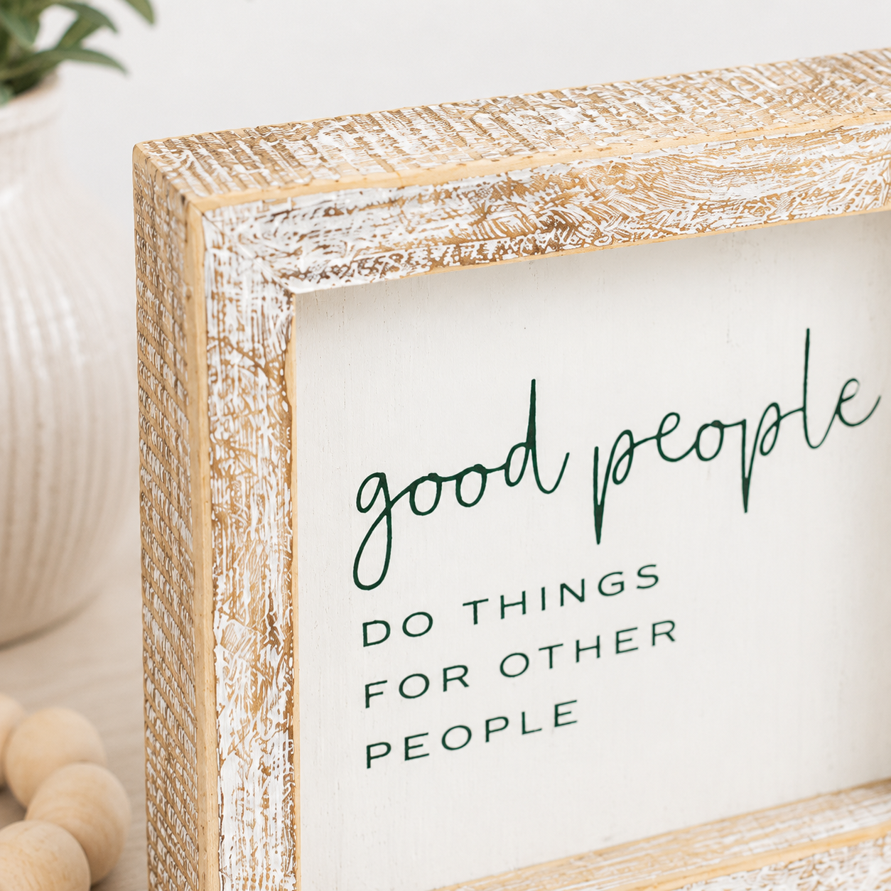 5" Wood Framed Sign - Good People | White and Black