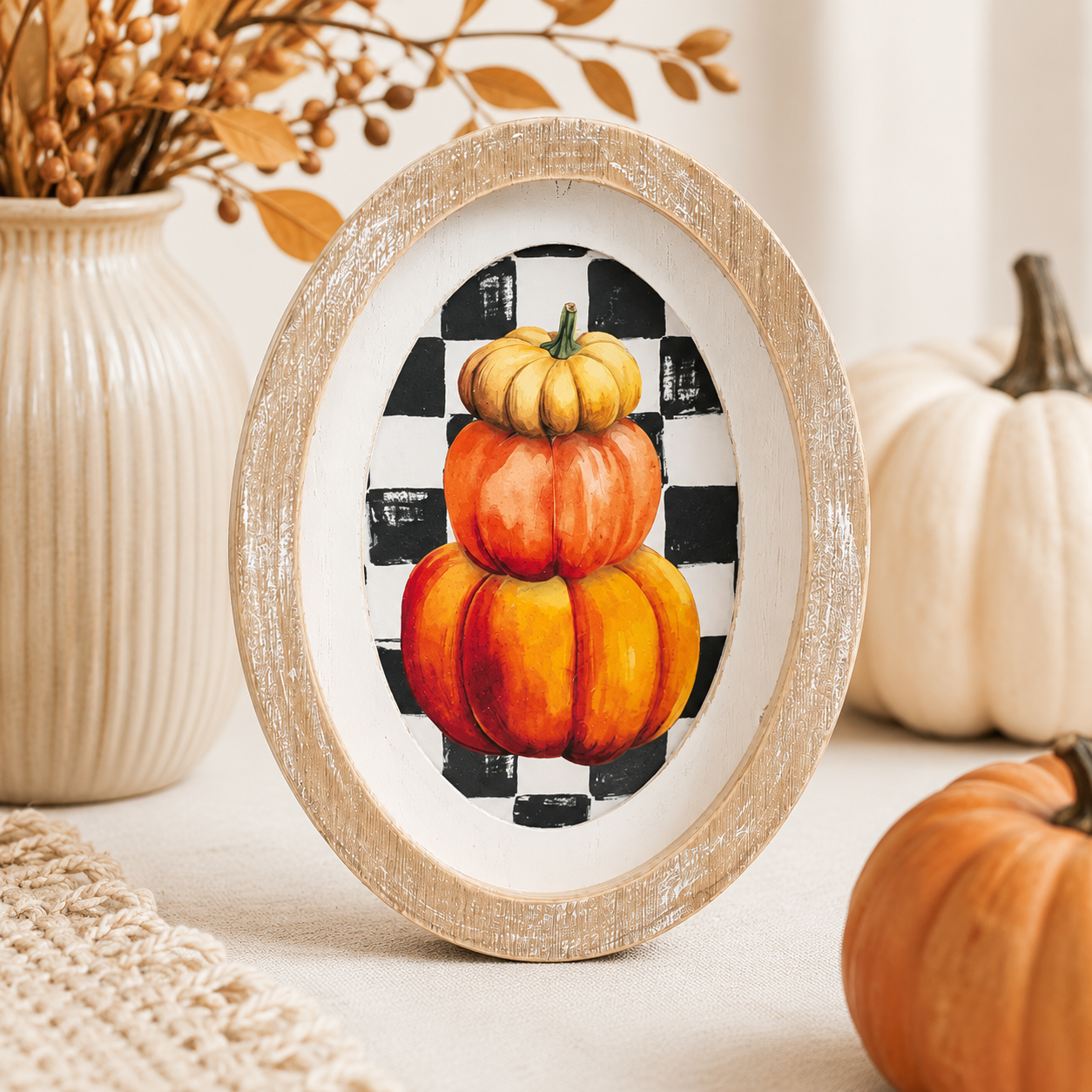 6" x 8" Wood Frame Sign - Pumpkin | Multicolor