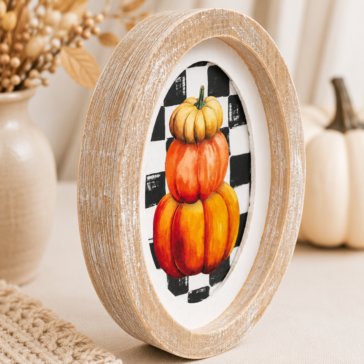6" x 8" Wood Frame Sign - Pumpkin | Multicolor