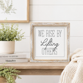 8" Reversible Wood Framed Sign - Warm Hearts and Rise | Black, White and Grey