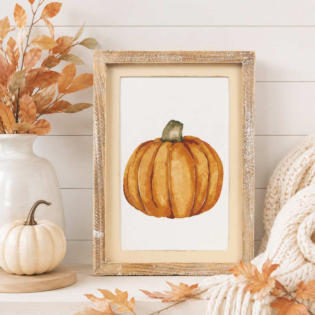 10" x 13" Reversible Wood Frame Sign - Reindeer and Pumpkin | Multicolor