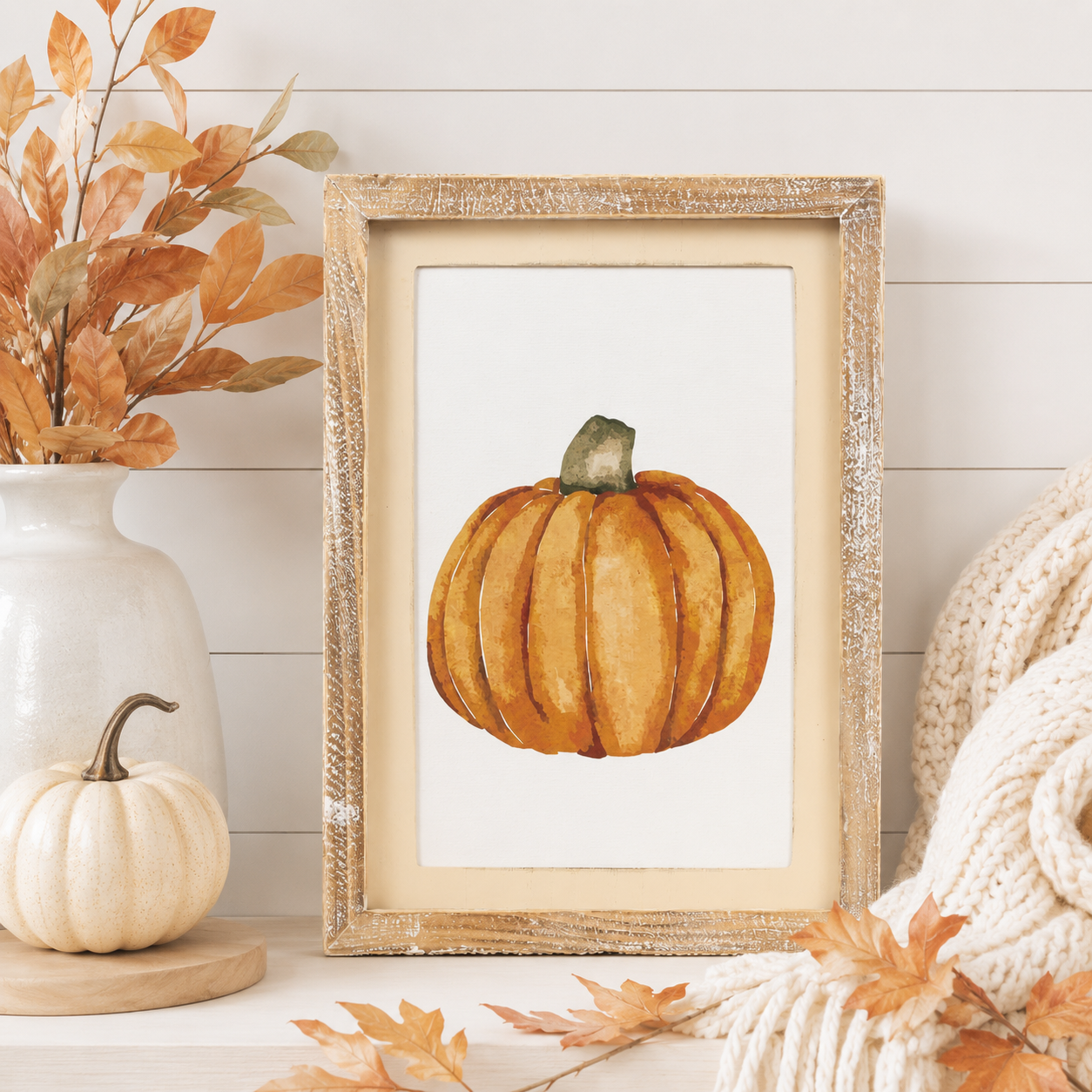 10" x 13" Reversible Wood Frame Sign - Reindeer and Pumpkin | Multicolor