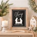 10" x 12" Reversible Wood Framed Sign - Faith and Glory | Black, White and Grey