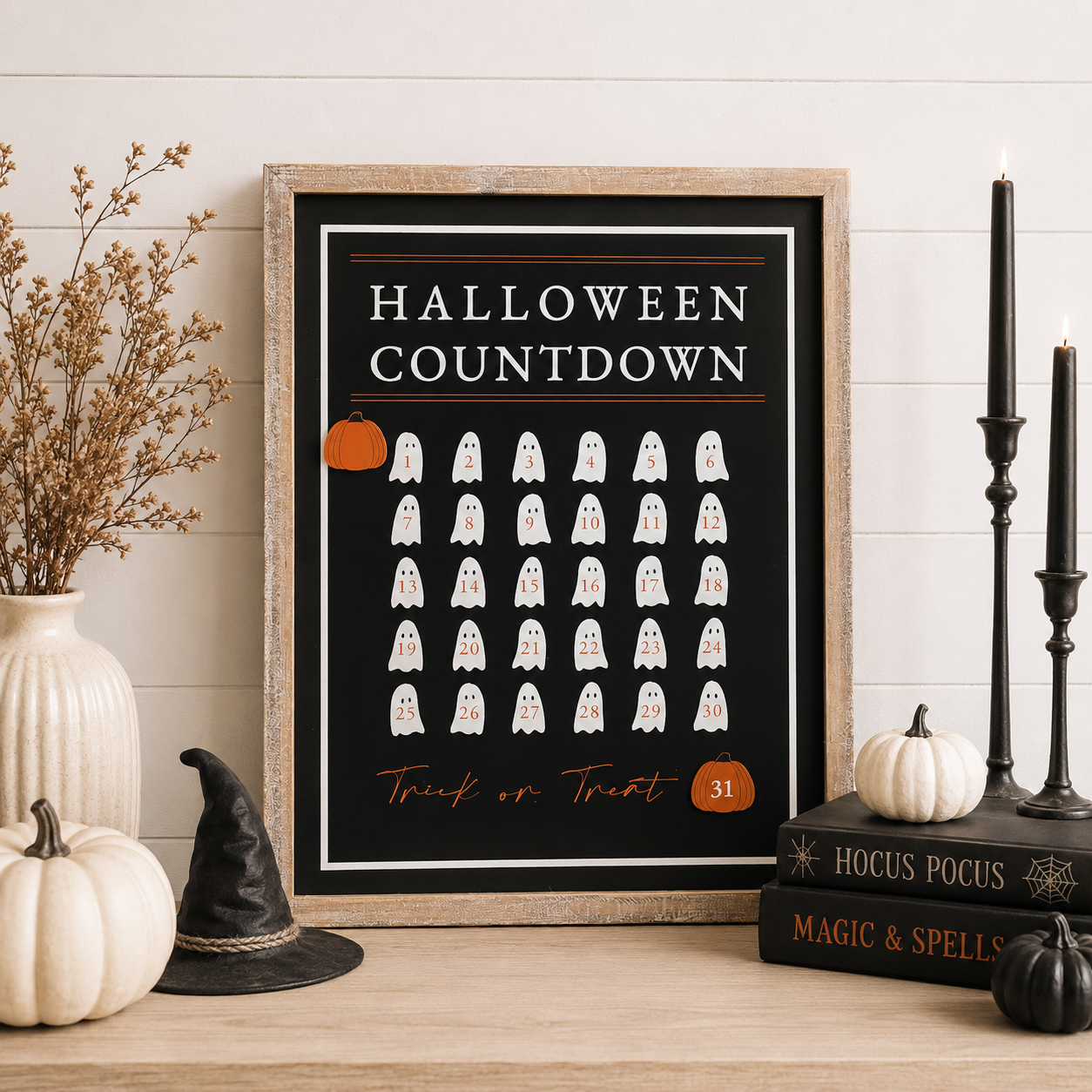16" x 20" Reversible Wood Frame Sign - Countdown and Leaves | Multicolor