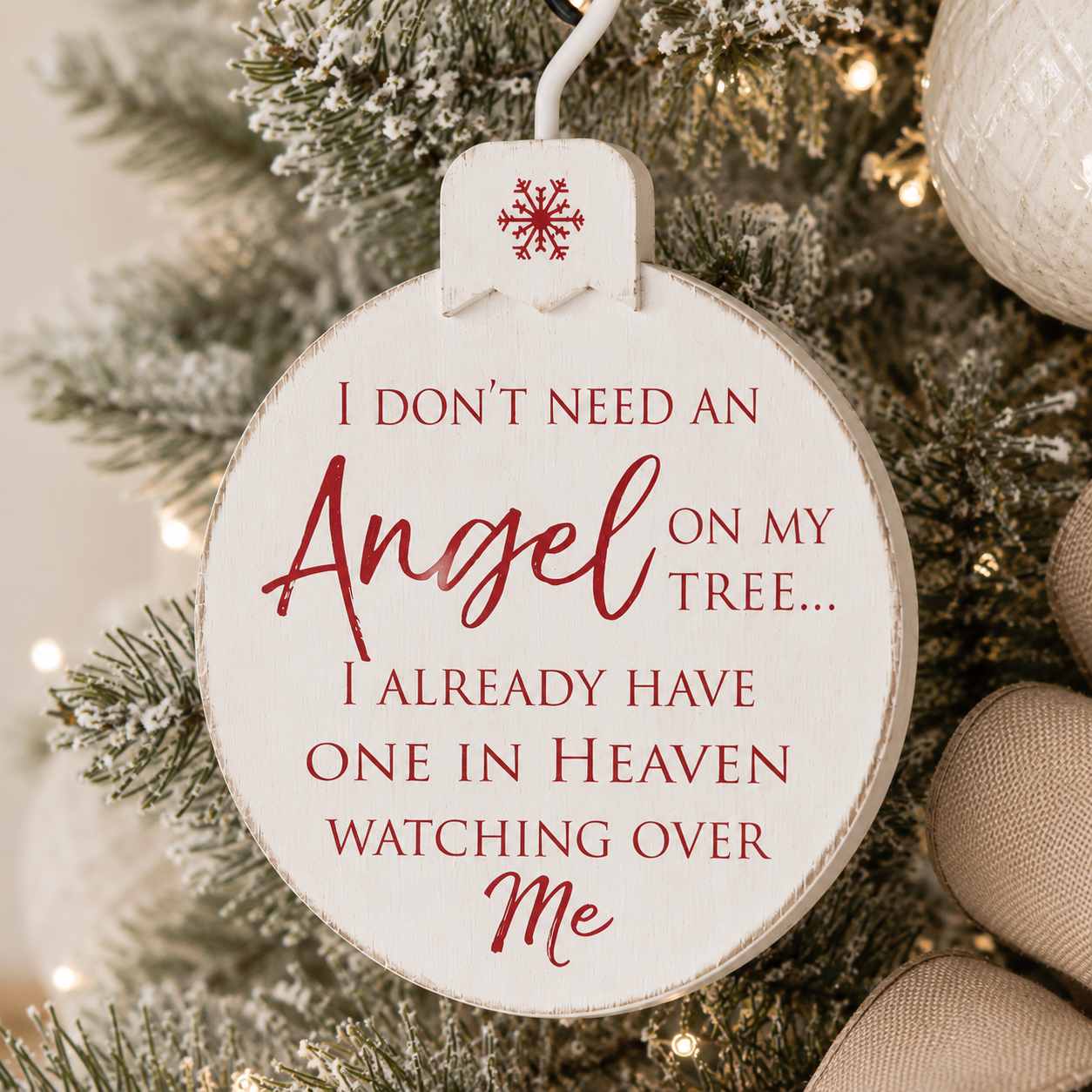 5" Wood Ornament - Angel in Heaven | Red and White