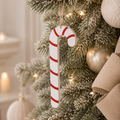 12" Wood Ornament - Candy Cane | White and Red