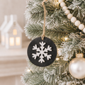 4" Double-Sided Wood Ornament - Snowflake | Black and White
