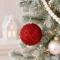 4" Jewel Ball Ornament - Red