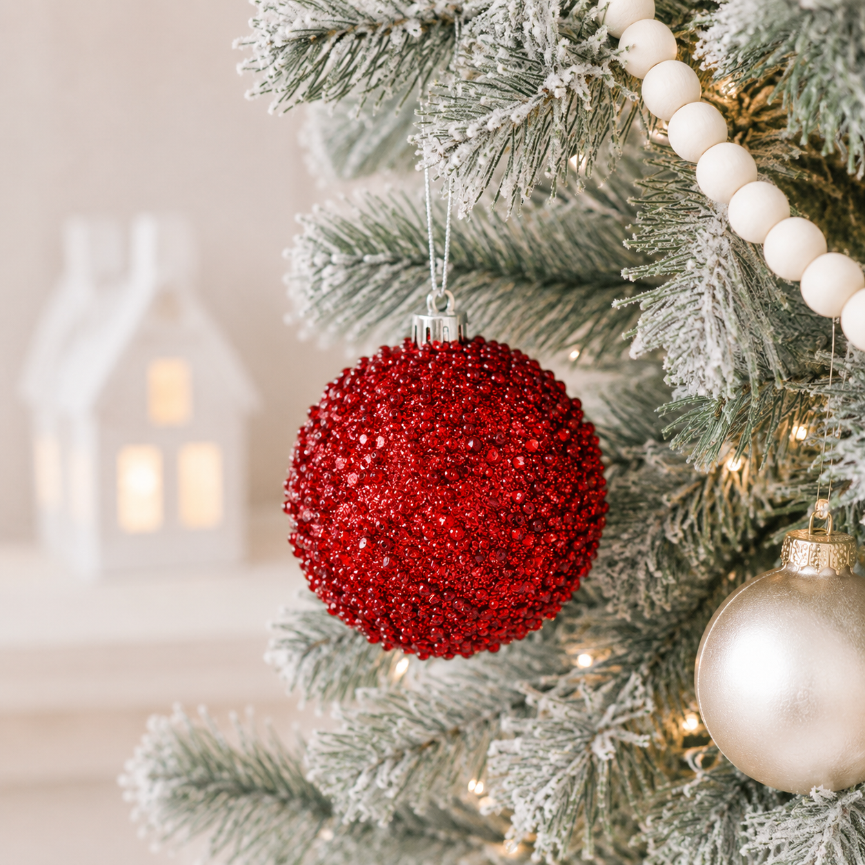 4" Jewel Ball Ornament - Red