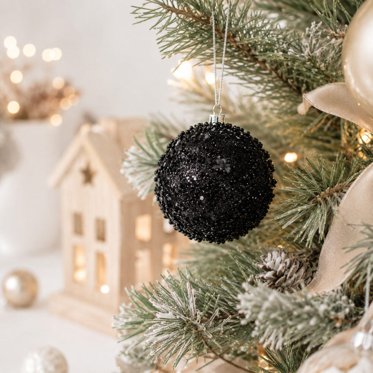 4" Jewel Ball Ornament - Black