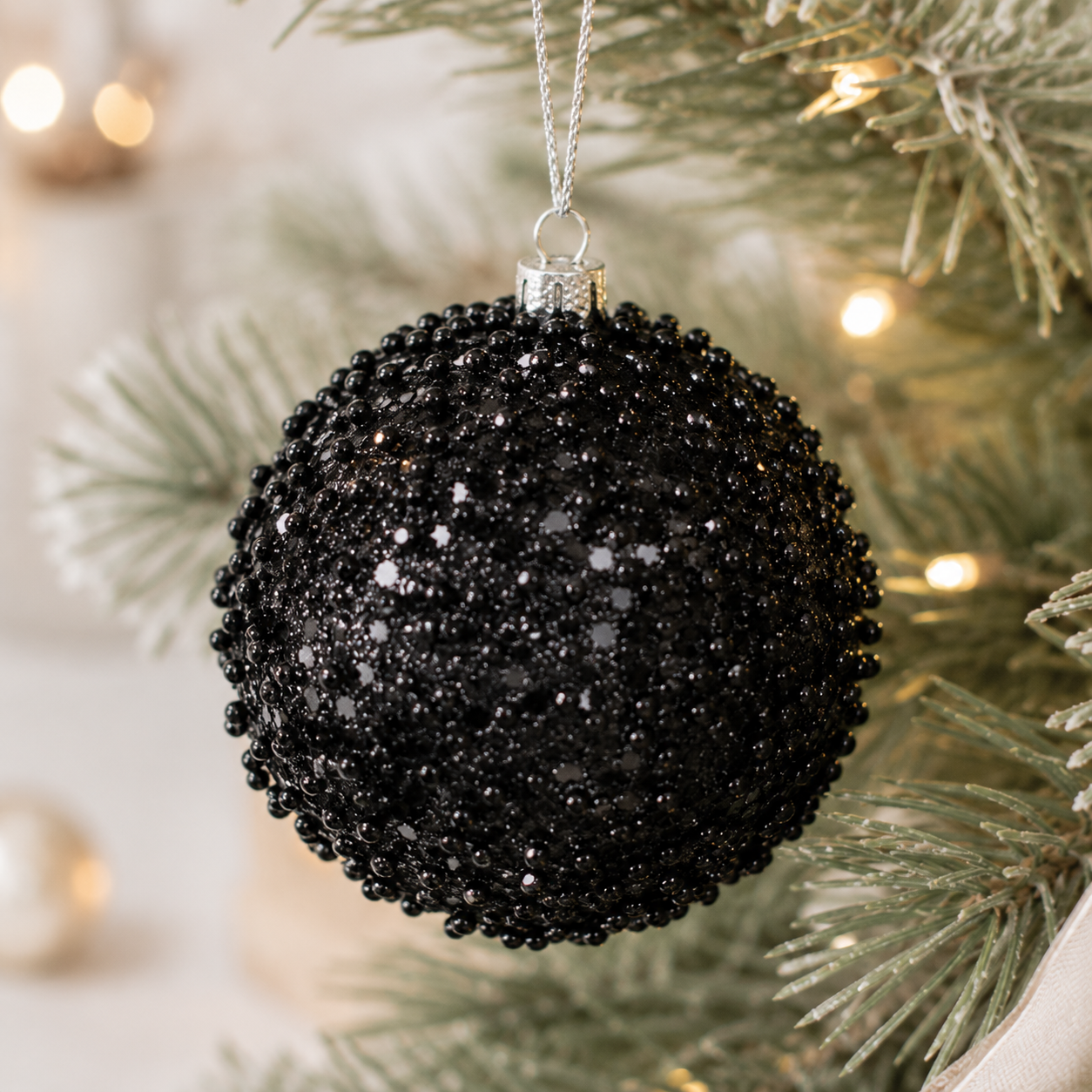 4" Jewel Ball Ornament - Black