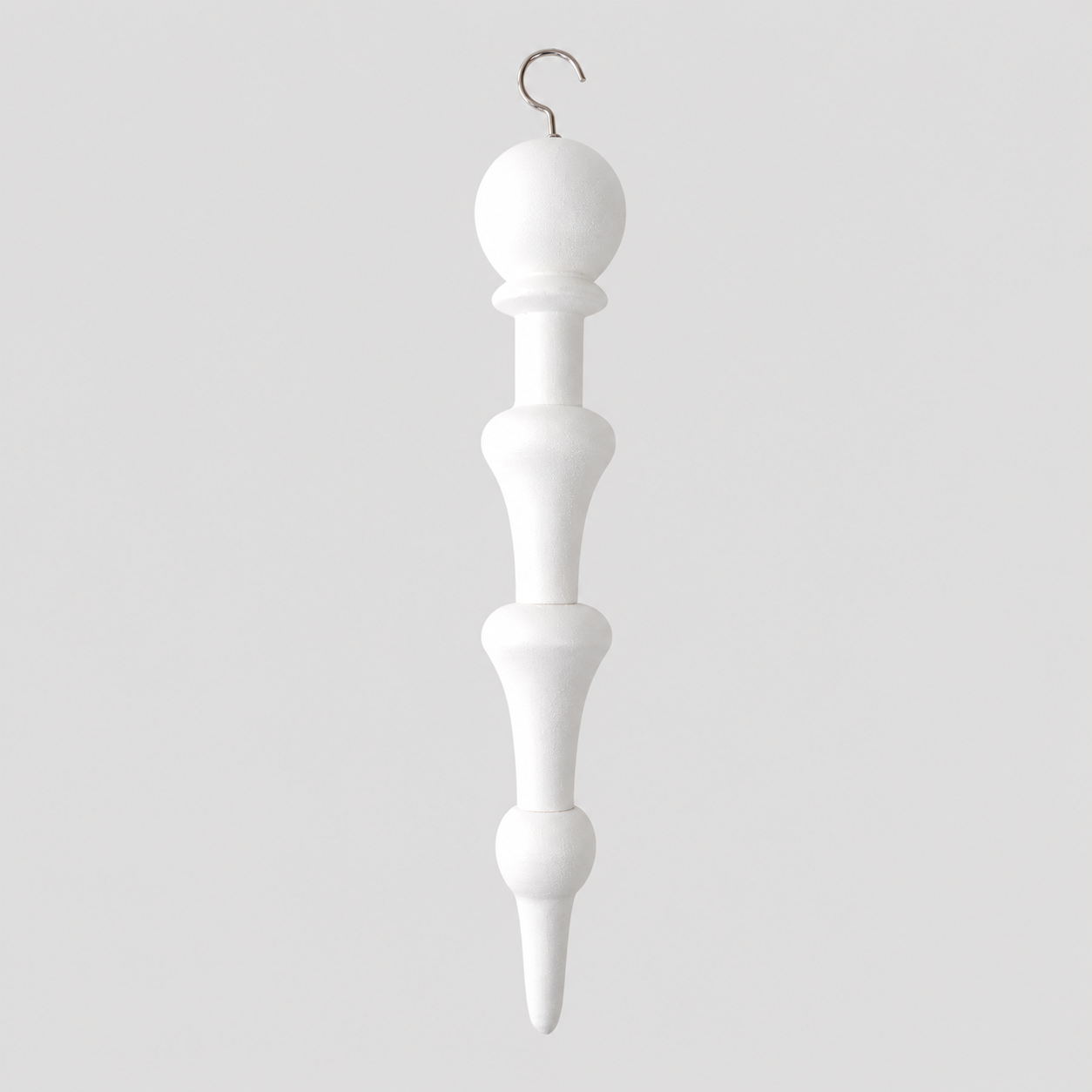 14" Wood Ornament - Icicle | White