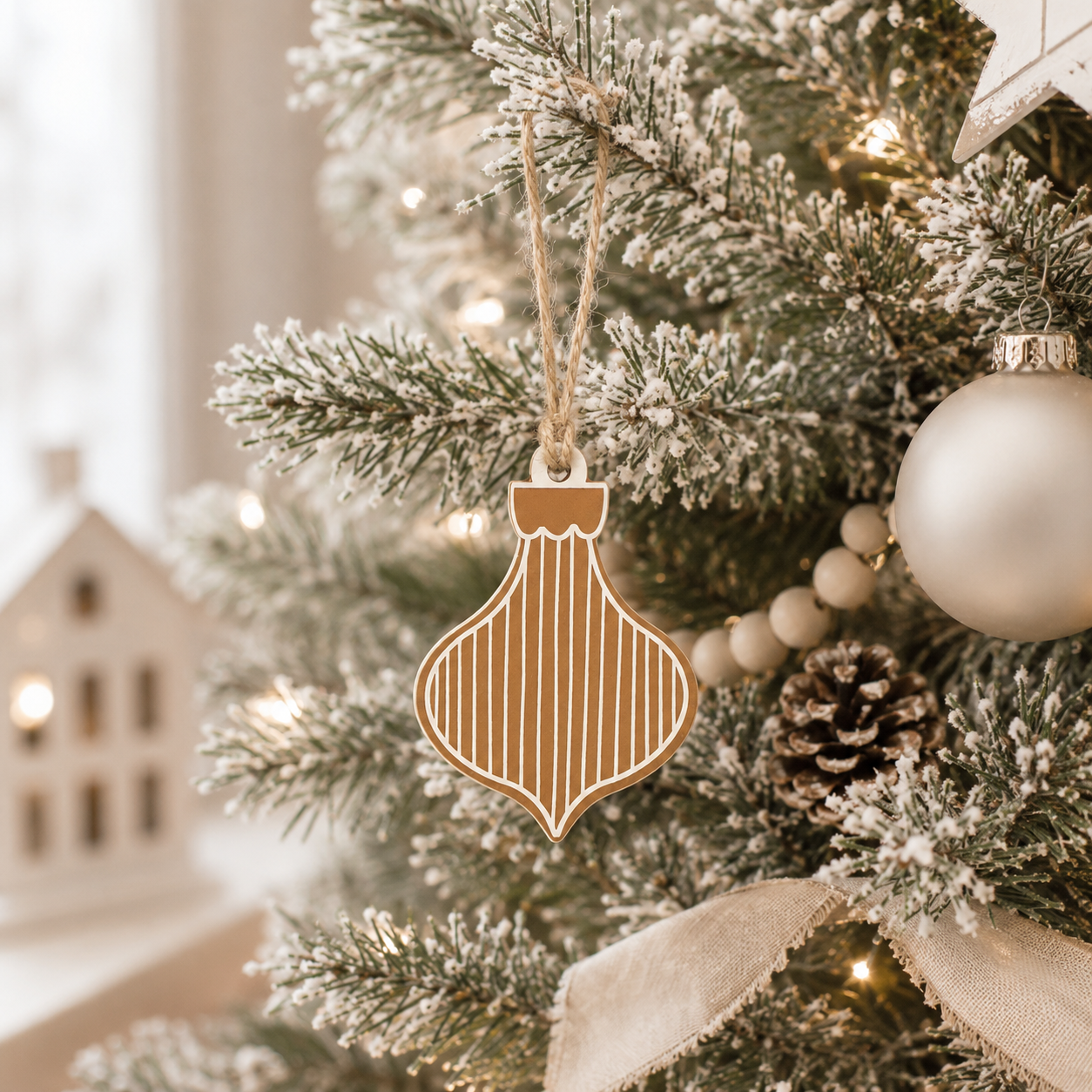 3" Reversible Wood Ornament - Stripe | Multicolor
