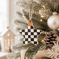 4" Wood Ornament - Star | White and Black