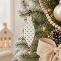 6" Reversible Wood Teardrop Ornament - Polka Dot | White and Green