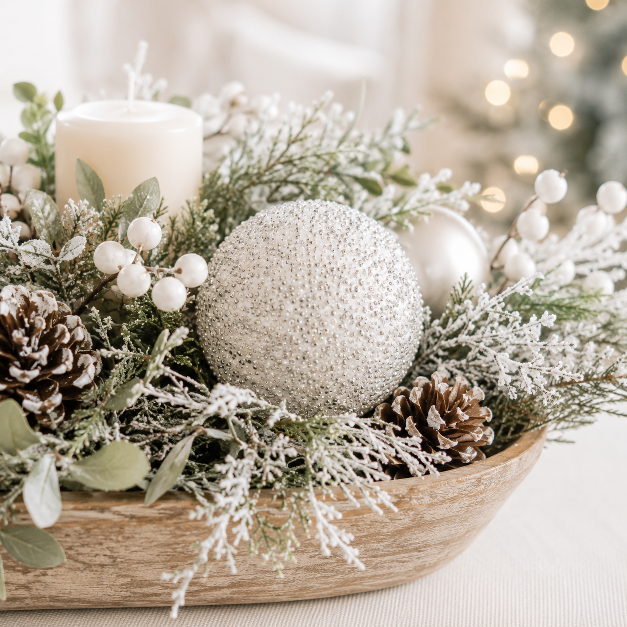 3" Jewel Ball Ornament - White