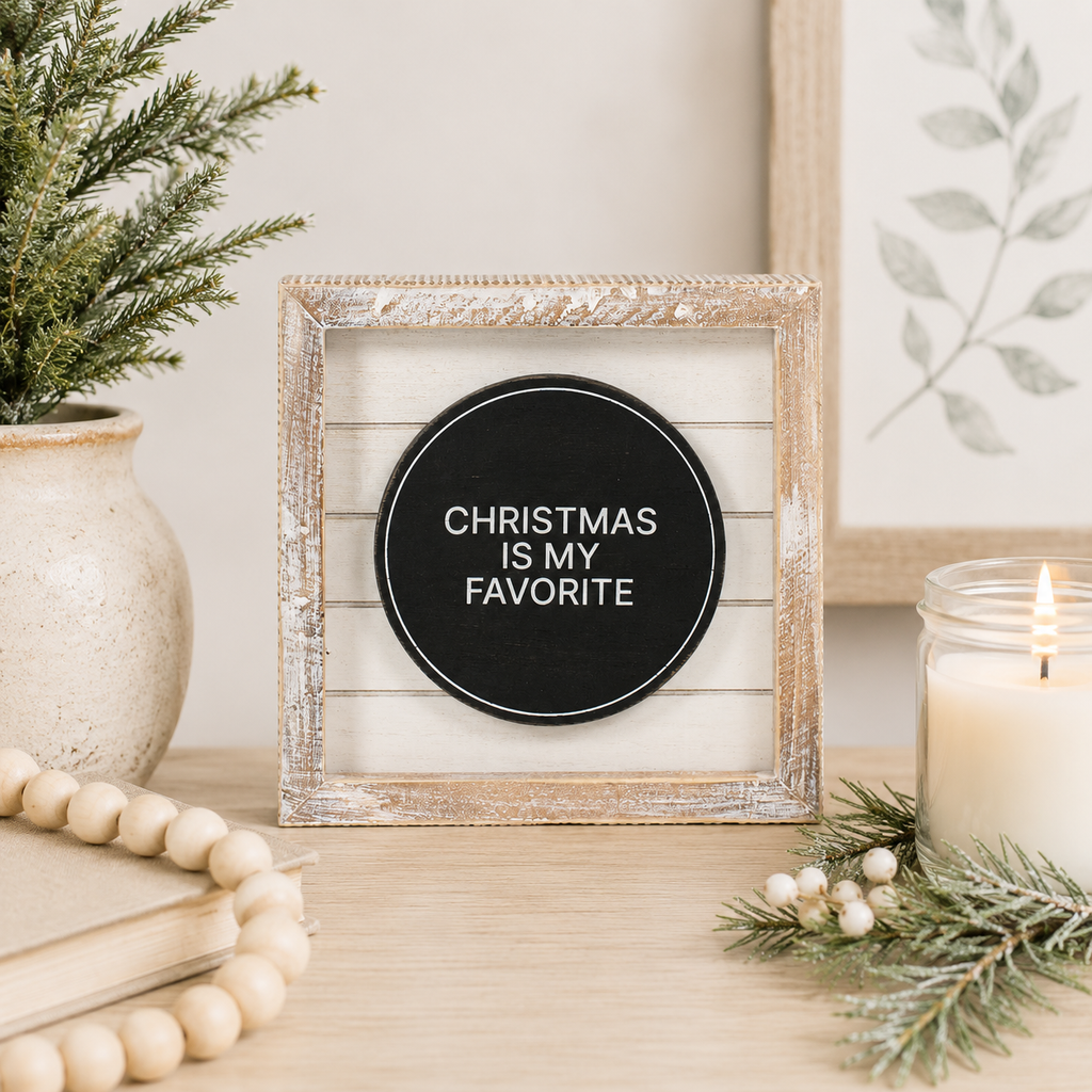 6" Reversible Wood Framed Shiplap Sign - Christmas and Cuddling | White and Black