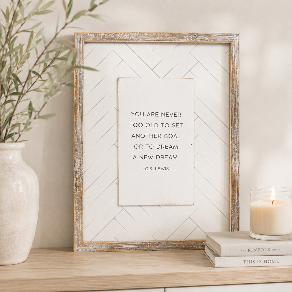 13" x 17" Reversible Wood Frame Sign - Dream and Happen | White and Black