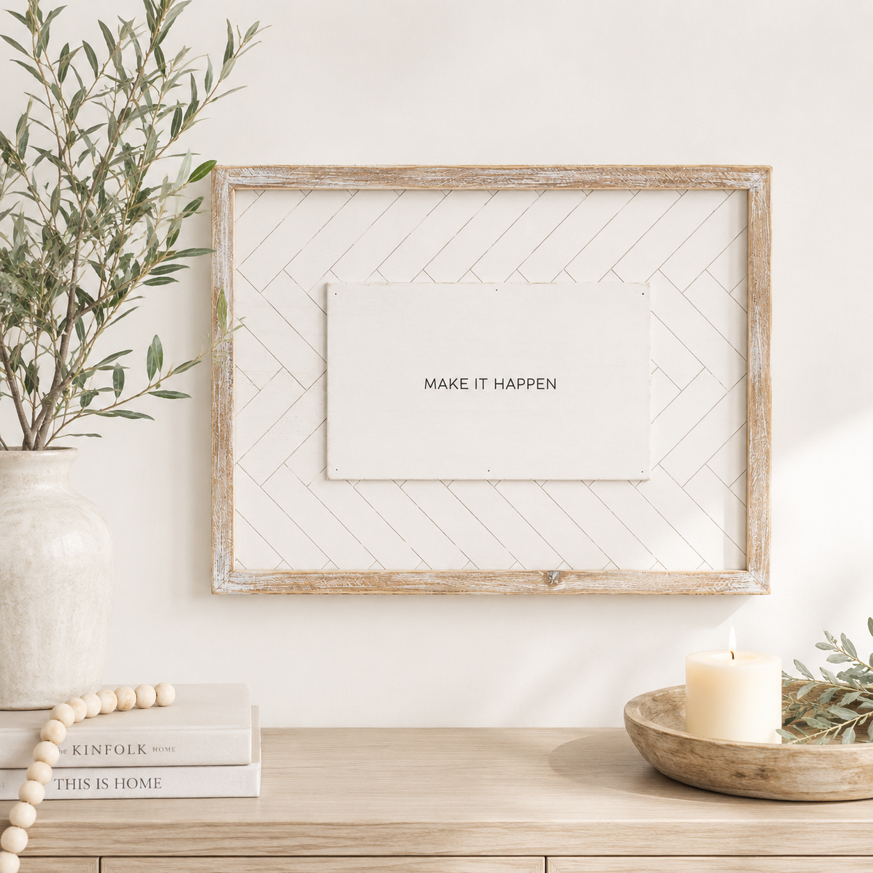 13" x 17" Reversible Wood Frame Sign - Dream and Happen | White and Black